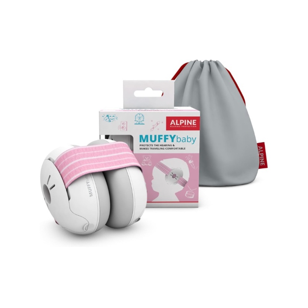 Noise Reduction Earmuffs for Babies and Toddlers Up to 36 Months - White/Pink